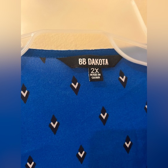 Royal Blue Babydoll Womens Dress with black and white Geometric Design - Picture 6 of 7